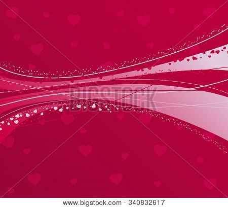 Abstract Pink Background With Lines And Hearts