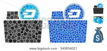 Dash Folder Composition Of Round Dots In Different Sizes And Color Hues, Based On Dash Folder Icon. 