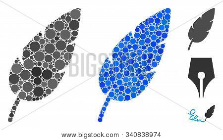 Feather Composition Of Circle Elements In Variable Sizes And Color Tinges, Based On Feather Icon. Ve
