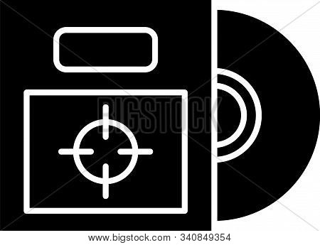 Black Cd Or Dvd Disk In Box Icon Isolated On White Background. Compact Disc Sign. Vector Illustratio