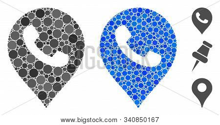 Phone Receiver Marker Composition Of Round Dots In Variable Sizes And Color Hues, Based On Phone Rec