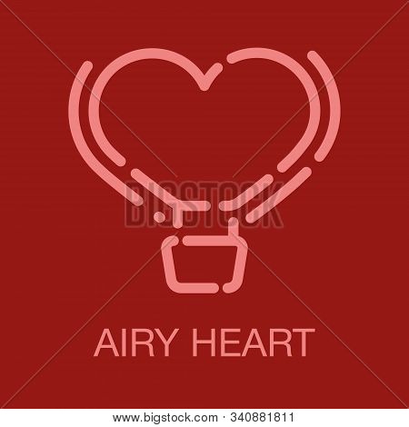 Valentines Line Icon Card On Red Background