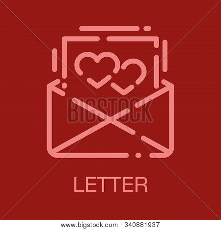 Valentines Line Icon Card On Red Background