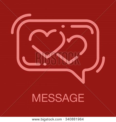 Valentines Line Icon Card On Red Background