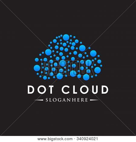 Dot Blue Cloud Tech Logo Vector  Design