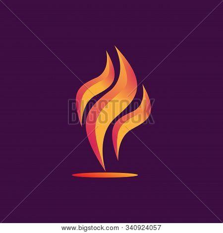Fire Flame Logo Design Vector Template Drop Silhouette. Creative Droplet Burn Elegant Bonfire Logoty
