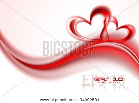 Dvě červené srdce a abstraktní waveAbstract. Vektorové ilustrace eps 10