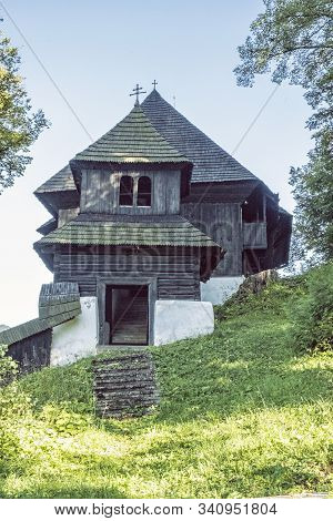 Wooden Articular Church Of Lestiny, Slovak Republic. Architectural Theme. Travel Destination.