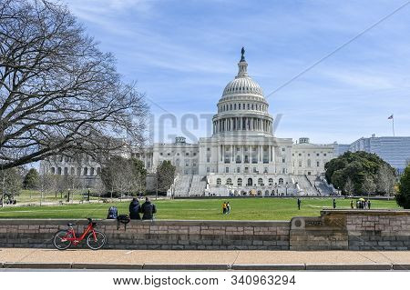 Washington Dc, Usa - March 27, 2019: United States Capitol And Capitol Hill Viewed From The National