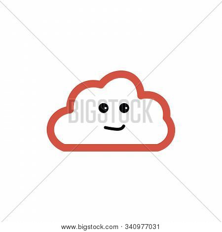 Smirking Cute Pink Cloud Character Cartoon. White Background