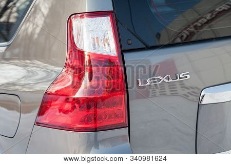 Novosibirsk, Russia - 12.20.2019: Gray Lexus Gx460 2010 Release Rear Taillamp View On The Car Snow P
