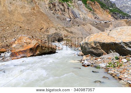 Caucasus Mountains On The Border Of Russia And Georgia. Chalaat Pass And Very Beautiful View Of The 