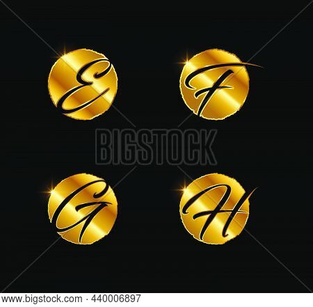A Vector Illustration Of Golden Letter Efgh Monogram Initial Sign