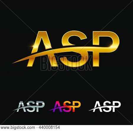 A Vector Illustration Of Golden Monogram Initial Letter Asp