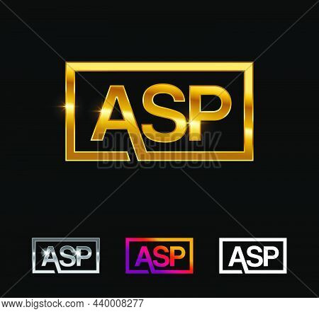 A Vector Illustration Set Of Golden Monogram Initial Letter Asp