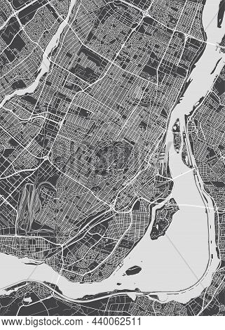 City Map Montreal, Monochrome Detailed Plan, Vector Illustration