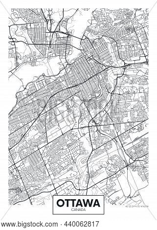 City Map Ottawa, Travel Vector Poster Design