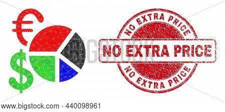 Low-poly Triangulated Currency Pie Chart 2d Illustration With No Extra Price Dirty Seal Print. Red S