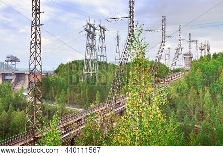A Rail Overpass For Lifting Ships Through The Dam Of The Largest Power Plant On The Yenisei River. D