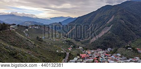 Beautiful Mountain With Sweet And Organic Plums Grown And Colorful Maple In Taiwan