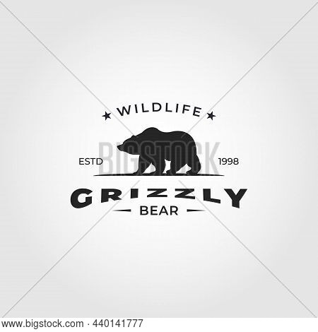 Grizzly Bear Walk Logo Vector Symbol Illustration Design