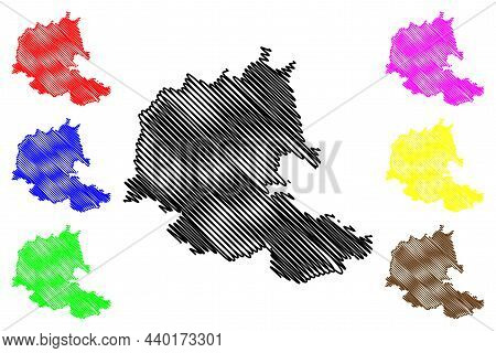 Bhadradri Kothagudem District (telangana State, Republic Of India) Map Vector Illustration, Scribble