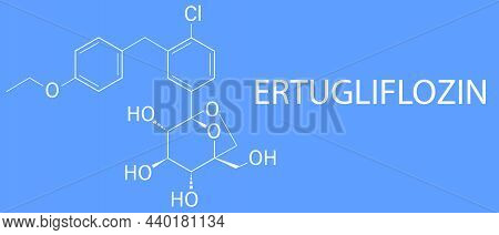 Ertugliflozin Diabetes Drug Molecule. Skeletal Formula. Chemical Structure