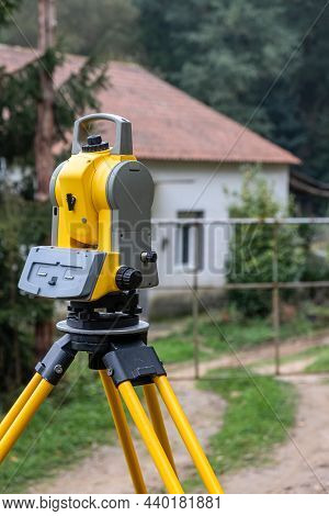 Theodolite In Construction,land Surveying And Construction Equipment, Survey Equipment In Constructi