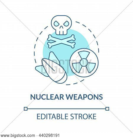 Nuclear Weapons Blue Concept Icon. Nuclear Energy Usage Abstract Idea Thin Line Illustration. Releas