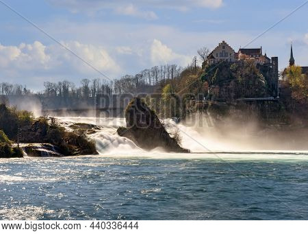 Rhine Falls - Waterfall Located On The Rhine River On The Border Between The Cantons Of Schaffhausen