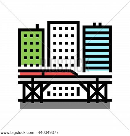 Metro Tram Electric Train Transport Station Color Icon Vector. Metro Tram Electric Train Transport S