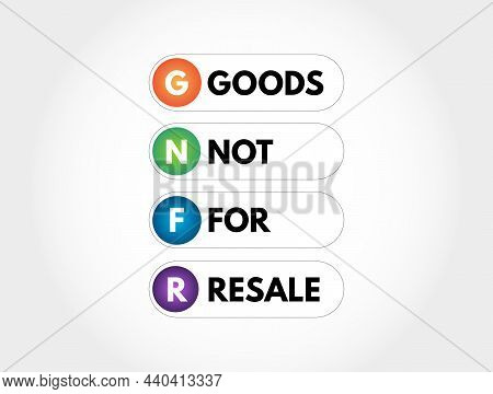 Gnfr - Goods Not For Resale Acronym, Business Concept Background
