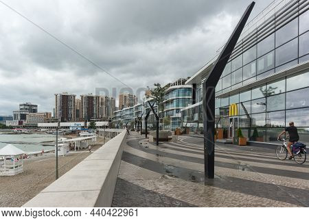 Novorossiysk, Russia, August 13, 2021: The Modern Embankment Of General Serebryakov Near The Shoppin