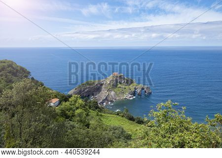 Island Of Gaztelugatxe On The Cantabrian Coast With A Stone Staircase To Go Up To The Hermitage Of S