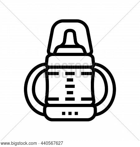 Sippy Cup For Feeding Baby Line Icon Vector. Sippy Cup For Feeding Baby Sign. Isolated Contour Symbo