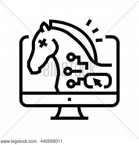 Trojan Horses Line Icon Vector. Trojan Horses Sign. Isolated Contour Symbol Black Illustration