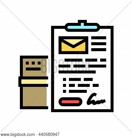 Send Parcel Or Letter Color Icon Vector. Send Parcel Or Letter Sign. Isolated Symbol Illustration
