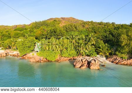 Famous Anse Volbert (Cote d'Or) beach on the Praslin island, Seychelles