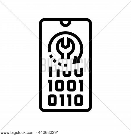 Cell Phone Data Recovery Line Icon Vector. Cell Phone Data Recovery Sign. Isolated Contour Symbol Bl