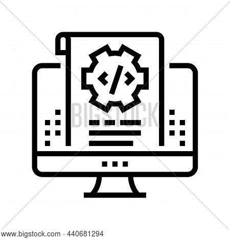 Script Code Line Icon Vector. Script Code Sign. Isolated Contour Symbol Black Illustration