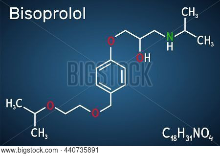 Bisoprolol Molecule. It Is Cardioselective Beta-blocker, Used To Treat High Blood Pressure, Hyperten
