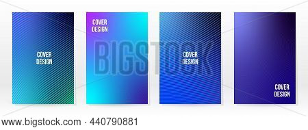 Minimal Poster. Pastel Soft. Blue Gradient Set. Graphic Color Background. Blurred Mesh Texture. Vect