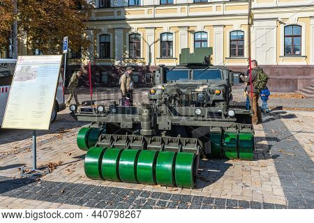 Kyiv, Ukraine - October 15, 2021: The Exhibition Of Modern Samples Of Military Equipment 