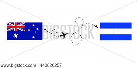 Flight And Travel From Australia To El Salvador By Passenger Airplane. Airplane Route And Country Fl