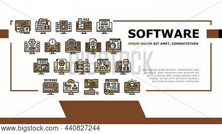 Software Program Development Landing Web Page Header Banner Template Vector. Freeware Download And U