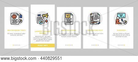 Copywriting Content Strategy Onboarding Mobile App Page Screen Vector. Online Copywriting And Public