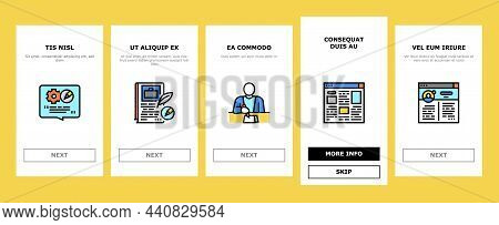 Copywriting Content Strategy Onboarding Mobile App Page Screen Vector. Online Copywriting And Public