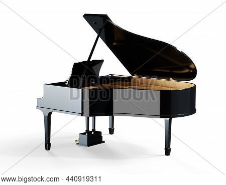 Piano, Grand Piano Percussion Music Instrument Isolated On White Background 3d Rendering