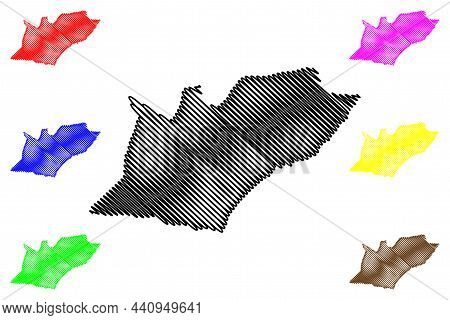 East Garo Hills District (meghalaya State, Republic Of India) Map Vector Illustration, Scribble Sket