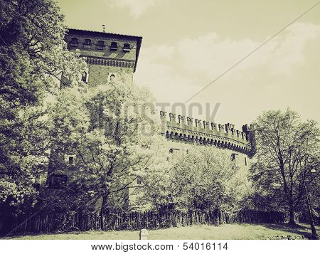Vintage Sepia Medieval Castle Turin